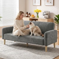 HOMCOM 2 Seater Sofa, Velvet Small Couch with 20cm Thick Padding, Wide and Deep Seat, Grey(m-9)