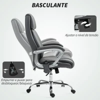 HOMCOM Cadeira de Escritório com Massagem Altura Ajustável Função de Aquecimento e Função de Inclinação 66x72x113-121 cm Cinzento Escuro(m-7)
