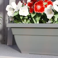 Outsunny 5-delige Set Bloempotten, Plantenbakken van Kunststof voor Terras, Tuin, Balkon, 59 x 21 x 16 cm, Grijs(m-8)