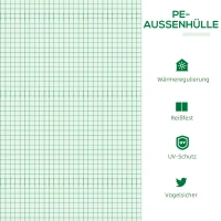 Outsunny Kas met oprolbare ramen, weerbestendig, 180 cm x 60 cm x 60 cm, Groen(m-4)