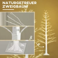 AOSOM Kunstkerstboom met LED-verlichting, 180 cm hoge kerstboom, realistische schors, Wit(m-5)
