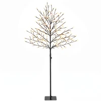 HOMCOM Copac luminos 150 cm cireș artificial iluminat 160 LED și 16 ramuri flexibile, decorațiune interioară și exterioară(m-1)