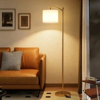 HOMCOM LED Floor Lamp with Remote Control - Gold Tone(m-10)