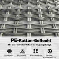 Outsunny Polyrattan tuinmeubelset 5-delig, loungeset met hoekbank, poef, tafel, zit- & rugkussens Grijs+Crèmewit(m-5)