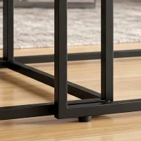 HOMCOM Salontafelset 2-delig Rond stapelbaar met gehard glazen blad en metalen frame, voor woonkamer Zwart(m-13)