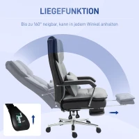 HOMCOM Ergonomische Verstelbare Bureaustoel, 63x71x123-129cm, Lichtgrijs/Zwart(m-6)