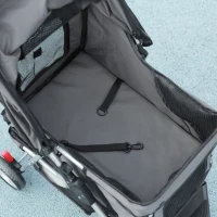 PawHut Ruimtebesparende honden- & kattenbuggy tot 10 kg, 75 x 45 x 97 cm, in Donkergrijs met opbergopties(m-9)