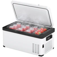 Outsunny Frigo Portatile Elettrico 20L con Maniglia e Schermo LCD, in Acciaio Zincato, 61x32x28.5 cm, Bianco(m-1)