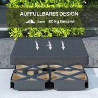 Outsunny Basisgewichten voor parasolvoet, waterdicht, met zand vulbaar, kunststof, 89L x 89B x 10,5H cm, zwart(m-6)