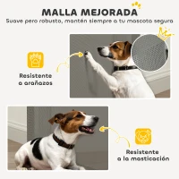 PawHut Barrera de Seguridad para Perros Retráctil con Interruptor de Cierre para Puertas Escaleras Pasillos 142x10x87 cm Gris(m-7)