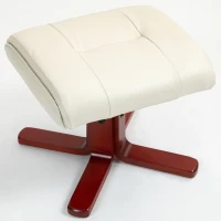 HOMCOM Relaxfauteuil met hocker, lederlook, kantelbare leuning, tot 150 kg, Crèmewit(m-12)