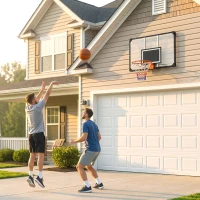 SPORTNOW Coș de Baschet de Perete pentru Exterior 113 x 73 cm, Inel Ø45 cm și Plasă, Negru(m-6)
