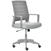 Vinsetto Sedia da Ufficio Ergonomica Girevole con Altezza Regolabile, Ruote e Braccioli, 59x61x95.5-105cm Grigio(m-11)