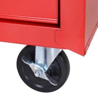 DURHAND 5-Drawer Lockable Tool Storage Cabinet with Wheels, Handle, 2 Keys, Steel Home Work DIY Workshop Chest, Garage Equipment Trolley, Red(m-8)