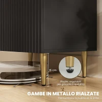 HOMCOM Credenza Moderna con 2 Ante e Ripiano Regolabile, Mobile Buffet per Cucina e Soggiorno con Gambe in Metallo, Nero(m-6)
