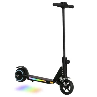 SPORTNOW Folding Electric Scooter for Kids, with Dual Brakes, Front Suspension, LED Colourful Lights, Black(m-11)