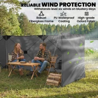 Outsunny Camping Windbreak Pop Up Windbreaker Blocker with Ropes Pegs for Beach Caravan Outdoor 480 x 120 cm(m-5)