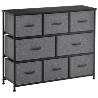 HOMCOM Ladekast met 8 Stoffen Lades, 2 Groot, 6 Klein, Metalen Frame, Kantelbeveiliging, Grijs(m-1)