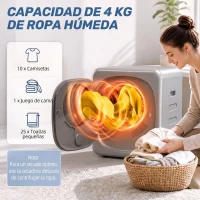 HOMCOM Secadora de Evacuación 3 kg 800W con Pantalla Táctil Control de Tiempo y Temperatura Función Antiarrugas Plata(m-5)