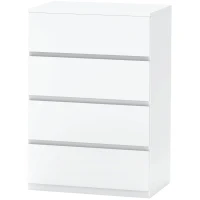 HOMCOM Witte Ladekast, Hoogglans, 4 Lades, 55 cm x 33 cm x 80 cm(m-10)
