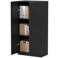 HOMCOM 120 cm Tall Storage Cabinet Cupboard, 3-Tier File Organiser Wooden Filing Cabinet, Black(m-14)