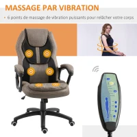Vinsetto Fauteuil de bureau massant fauteuil bureau confortable hauteur réglable pivotant 360° polyester PU gris brun(m-4)