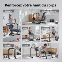 Barres de dips, réglables en hauteur, démontables et portables, 100x58x96 cm, Noir(m-8)