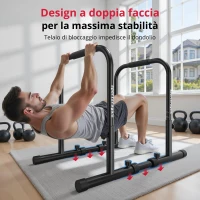 Barre per dip, regolabili in altezza, smontabili e portatili, 100x58x96 cm, Nero(m-4)