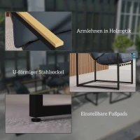 Outsunny 4-delig tuinmeubelset, outdoor meubelset, 2 fauteuils, 2-zitsbank, 1 tafel, gestoffeerd, staal, polyester, grijs(m-8)