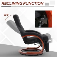 HOMCOM 135° Manual Reclining Swivel Chair, with Footrest - Black(m-4)
