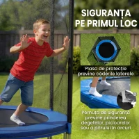 SPORTNOW Trambulină elastică cu scară și plasă de siguranță, din oțel și plastic, Ø180x200 cm, albastru(m-4)