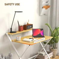 HOMCOM Compact Folding Desk for Small Spaces, Foldable Computer Desk with Storage Shelf for Home Office, 2-Tier Study Writing Table, 86 x 66 x 82 cm, Maple Wood-effect(m-8)