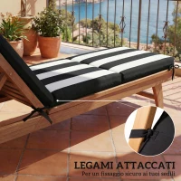 Outsunny Set 2 Cuscini per Sedie da Esterno con 6 Lacci di Fissaggio, in Cotone, 183x54x6.5 cm, Nero e Bianco(m-5)