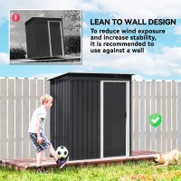 Outsunny 5 x 3ft Garden Storage Shed with Sliding Door and Sloped Roof Outdoor Equipment Tool, Black(m-7)