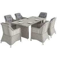 Outsunny Seven-Piece Rattan Dining Set - Mixed Grey(m-1)
