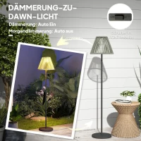 Outsunny Solar Staande Lamp Rotan met Lichtsensor 25 LED-Lichten Solarlamp in Boho-Stijl Ø33 x 135 cm(m-5)