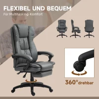 Vinsetto Verstelbare draaistoel met voetsteun, hoofdsteun, massagefunctie, kunstleer, 68,5x68,5x113-121cm, donkergrijs(m-7)