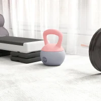 SPORTNOW Pesa Rusa 12 kg Kettlebell Relleno de Arena Metálica Mango Antideslizante para Entreno en Casa 21x21x30 cm Rosa y Gris(m-8)