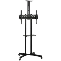 HOMCOM Mobile TV Stand on Wheels for 32-75 Inch Screens, Mobile TV Cart with Tilt, Height Adjustable, Black(m-1)