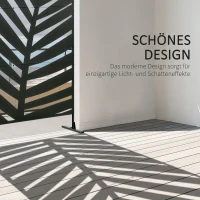 Outsunny Buitenscherm Privacy Stalen Frame Palmblad Silhouet 120x198 cm, Zwart(m-4)