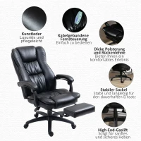 Vinsetto bureaustoel stoel directiestoel draaibare stoel met massagefunctie ligfunctie kunstleer schuim PP kunststof nylon zwart 68,5 x 68,5 x 119-127 cm(m-8)
