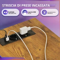 Scrivania angolare a L, LED controllabili via app e stazione di ricarica integrata, 167,5x50x87,5 cm, marrone(m-5)