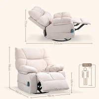HOMCOM Poltrona Reclinabile con Poggiapiedi, Massaggio e Riscaldamento con 5 Programmi e 8 Punti Vibranti, Beige(m-3)