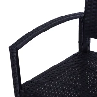 Outsunny Gartenbank, in Rattanoptik, mit Stahlrahmen, für 2 Personen, Schwarz, 122 x 60 x 85cm(m-8)