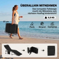 Outsunny opvouwbaar ligbed tuin ligbed met kussen tuin 5-traps verstelbare rugleuning staal Oxford stof zwart 188 x 57 x 30 cm(m-7)
