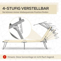 Outsunny Klapbare ligstoel met zonnescherm, verstelbare rugleuning, metalen frame, 187 x 58 x 36 cm, beige(m-4)