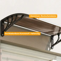 Outsunny® luifel voordeurluifel 100 x 80 cm luifel overkapping polycarbonaat bruin | Aosom.de(m-8)
