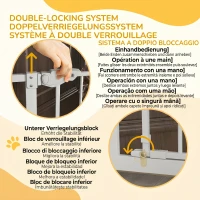 PawHut Poartă Reglabilă Înaltă pentru Câini cu Ușă Mică și Închidere Automată, 74-80x104cm, Alb(m-4)