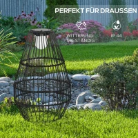 Outsunny buitenlamp, tuinlamp, werkt op zonne-energie, brandtijd van 8 uur, automatische inschakeling, rotanlook, 34 x 34 x 56 cm(m-7)