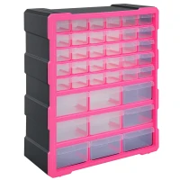 DURHAND 39 Drawers Parts Organiser Wall Mount Tools Storage Cabinet Small Nuts Bolts Garage Clear(m-1)